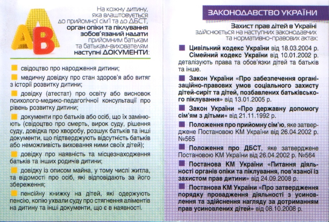 Правова абетка для прийомних батьків
